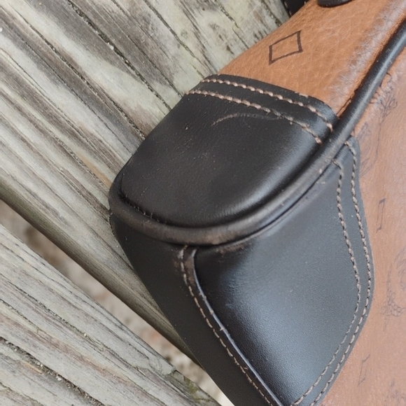 MCM Tan and Black Logo Shoulder Bag - Picture 7 of 12